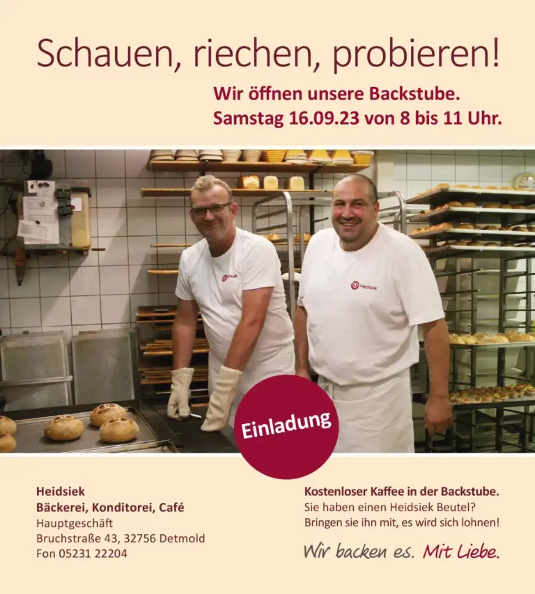 Sie sind eingeladen! Am 16.09. öffnen wir unsere Backstube.